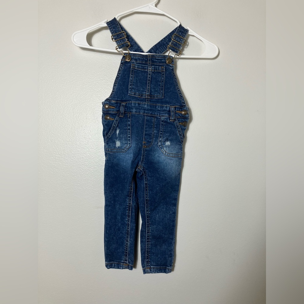 7 for all mankind Overalls Girls 2T Dark Wash Denim‎ Straight Leg Adjustable